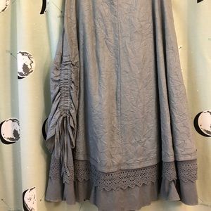 H&M linen boho full skirt with gathered side
